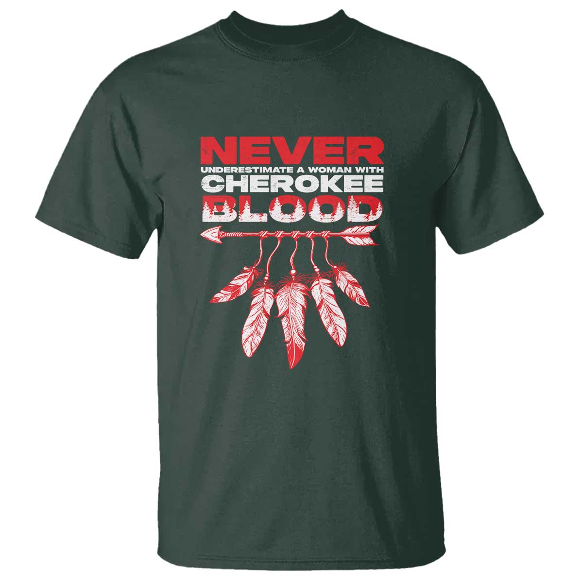 never-underestimate-a-woman-with-cherokee-blood-t-shirt