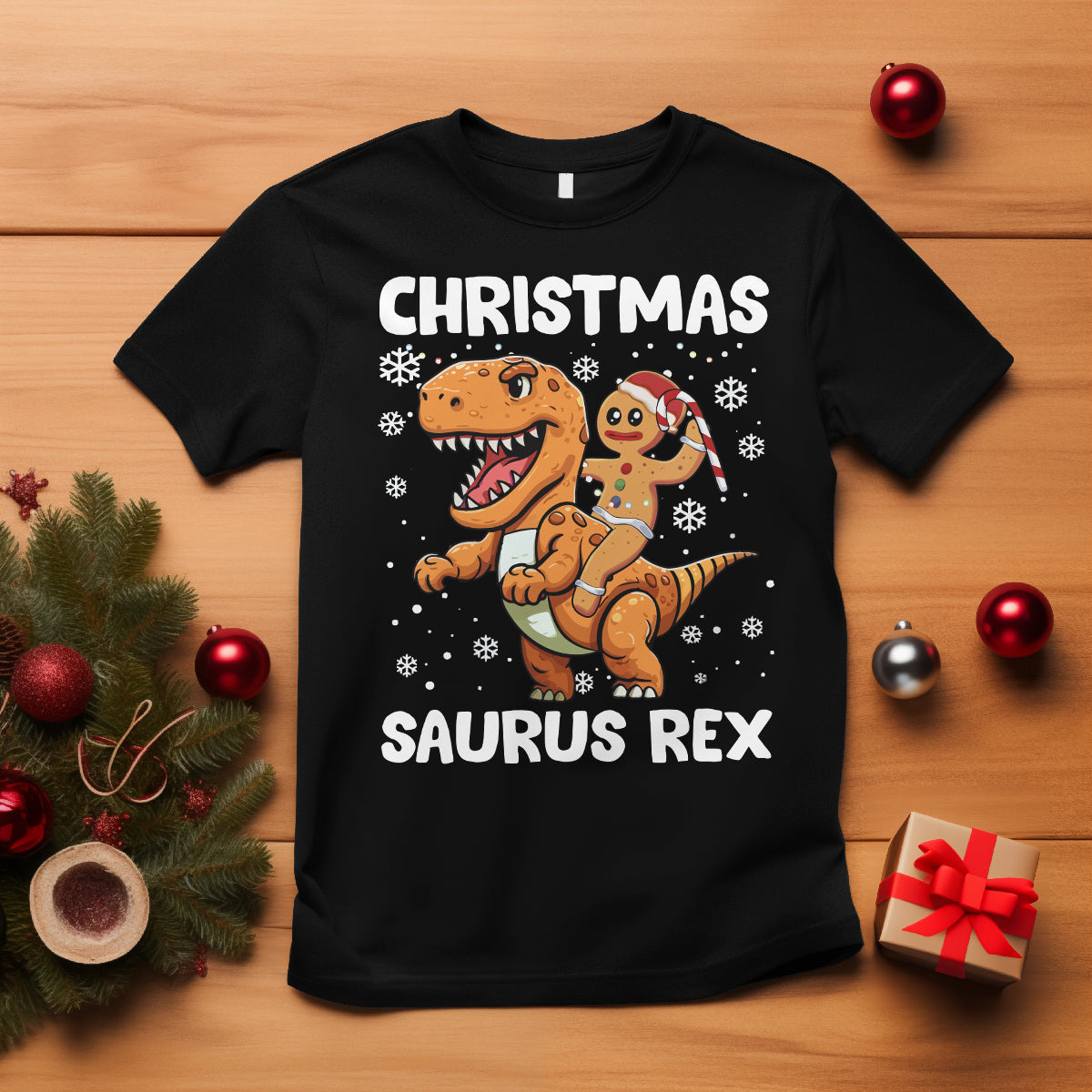 christmas-saurus-gingerbread-dinosaur-riding-funny-cookie-t-shirt