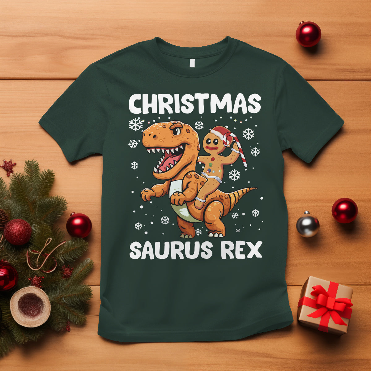 christmas-saurus-gingerbread-dinosaur-riding-funny-cookie-t-shirt