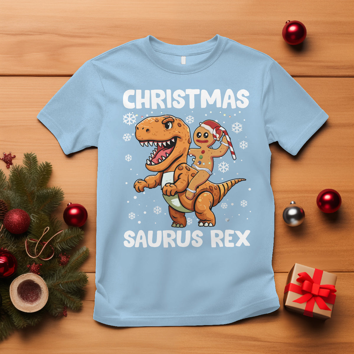 christmas-saurus-gingerbread-dinosaur-riding-funny-cookie-t-shirt