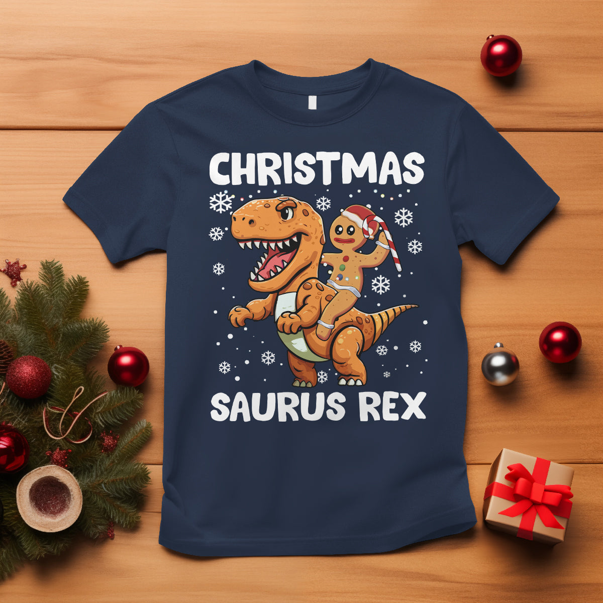 christmas-saurus-gingerbread-dinosaur-riding-funny-cookie-t-shirt