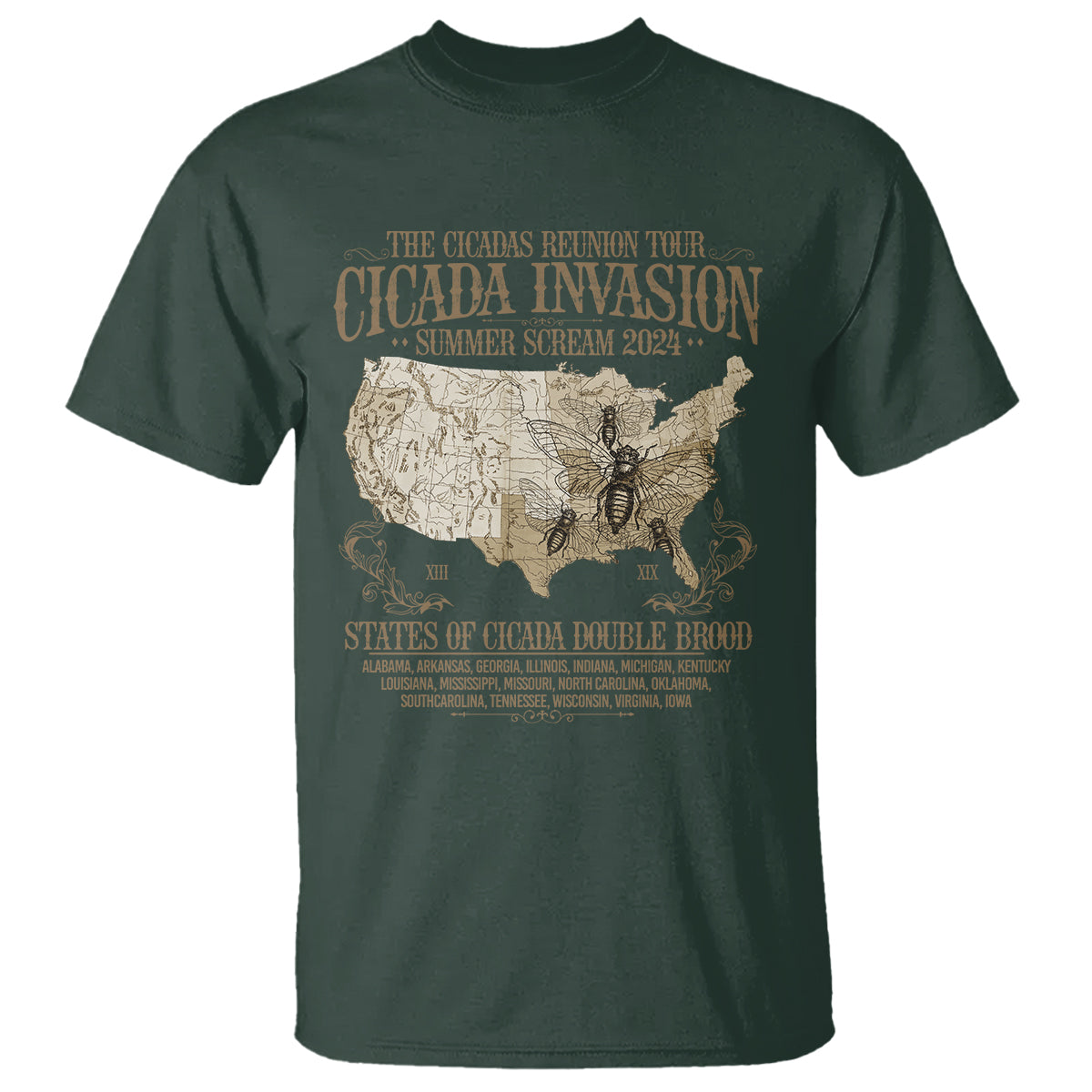 the-cicada-reunion-us-tour-2024-t-shirt-states-of-cicada-double-brood-xiii-xix-american-map