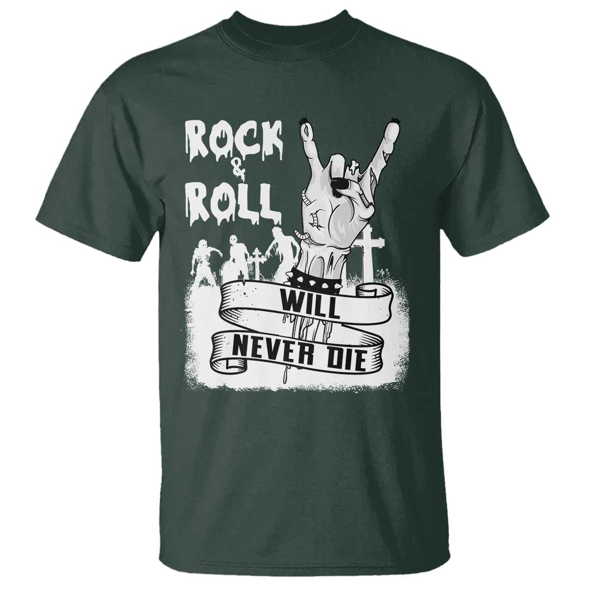 halloween-rock-n-roll-t-shirt-will-never-die-zombie
