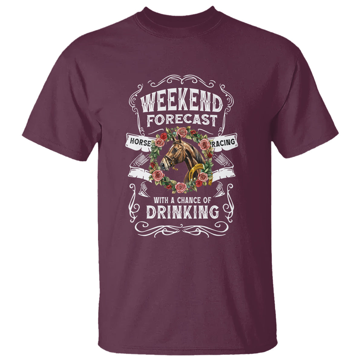 weekend-forecast-horse-racing-with-a-chance-of-drinking-t-shirt-1