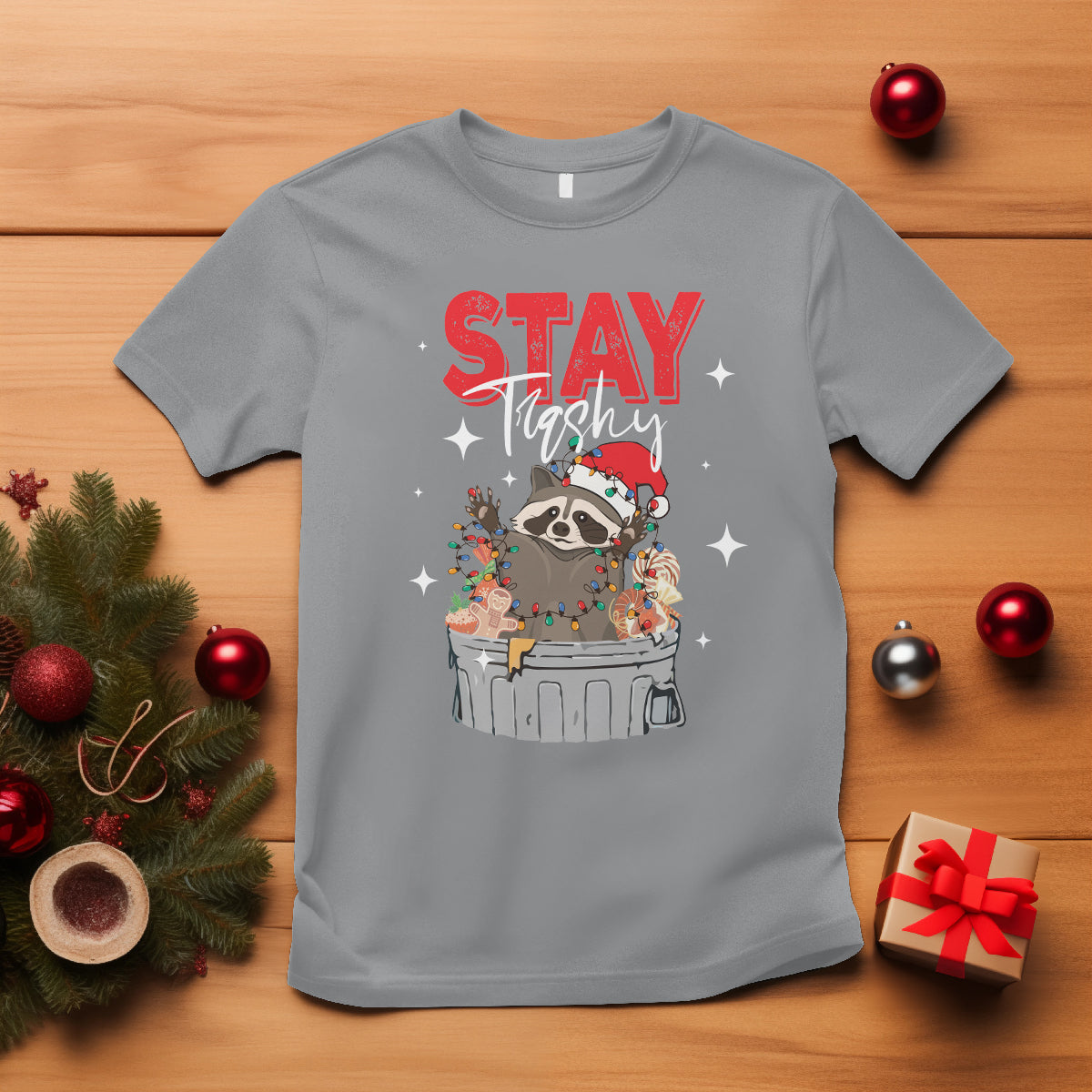 stay-trashy-christmas-raccoon-garbage-trashin-santa-hat-t-shirt