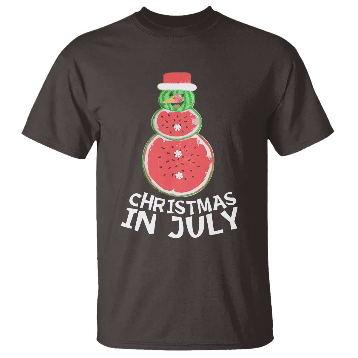 funny-christmas-in-july-watermelon-summer-snowman-t-shirt