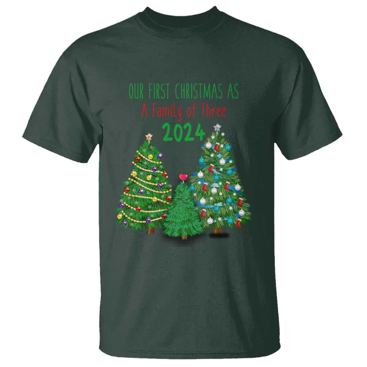 first-christmas-as-a-family-of-three-t-shirt