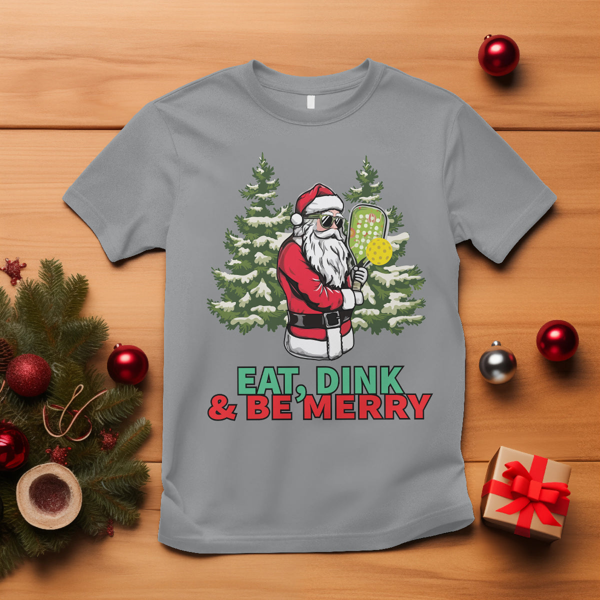 christmas-sport-t-shirt-eat-dink-be-merry-santa-claus-pickleball