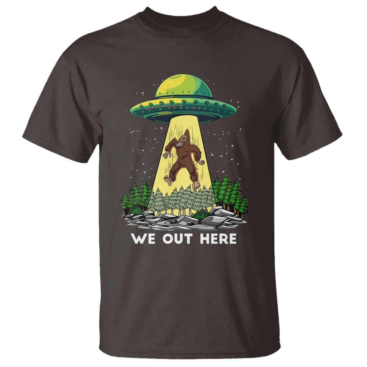 funny-bigfoot-and-ufo-we-out-here-sasquatch-t-shirt