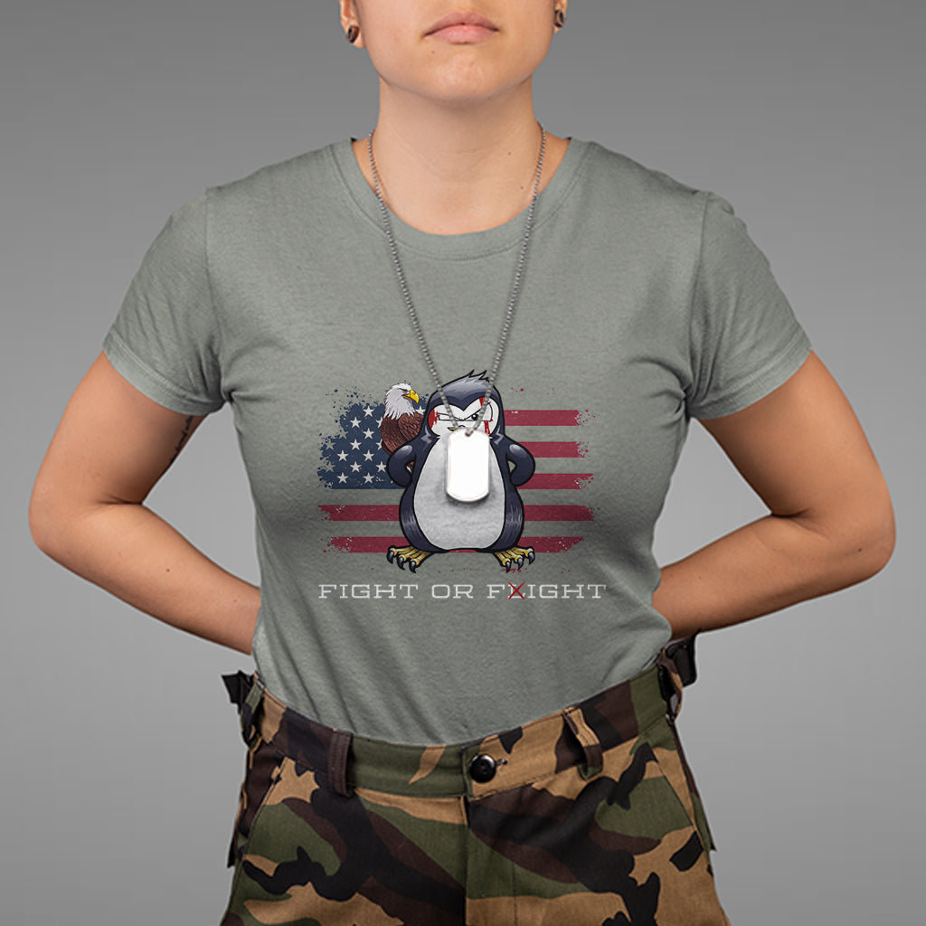 fight-or-flight-meme-cool-penguin-pun-patriotic-us-flag-t-shirt-1