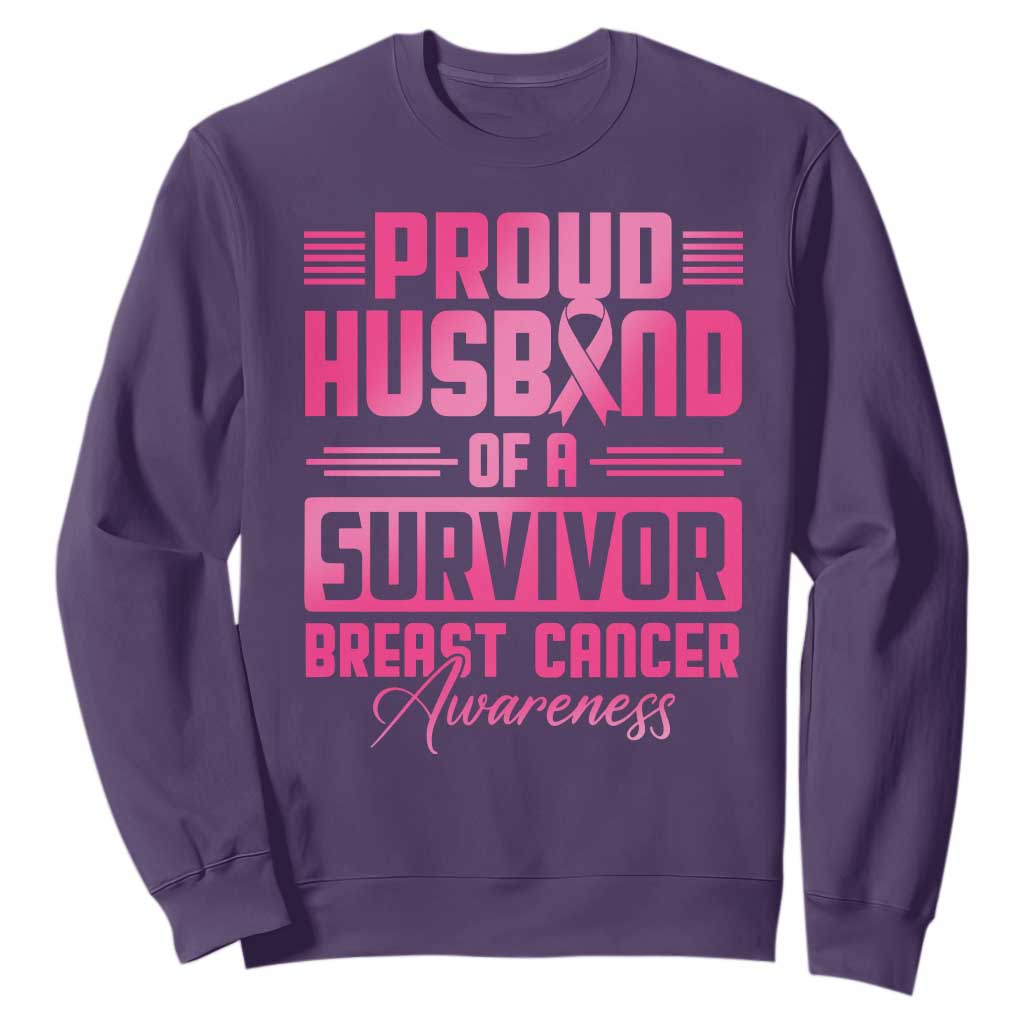Husband Of A Warrior Breast Cancer Warrior Sweatshirt Wife Support Squad
