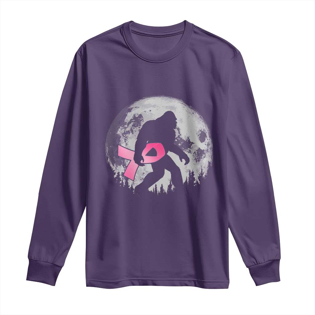 Bigfoot Pink Ribbon Breast Cancer Support Long Sleeve Shirt