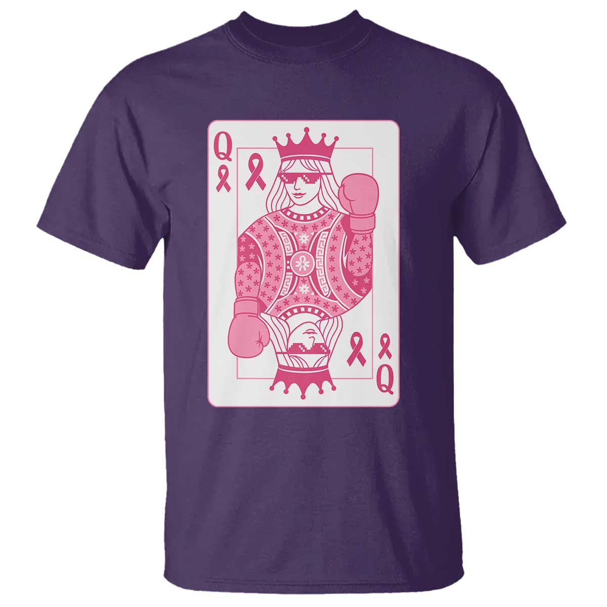 Breast Cancer Support T Shirt Queen Of Pink Ribbon Blackjack Cards Poker