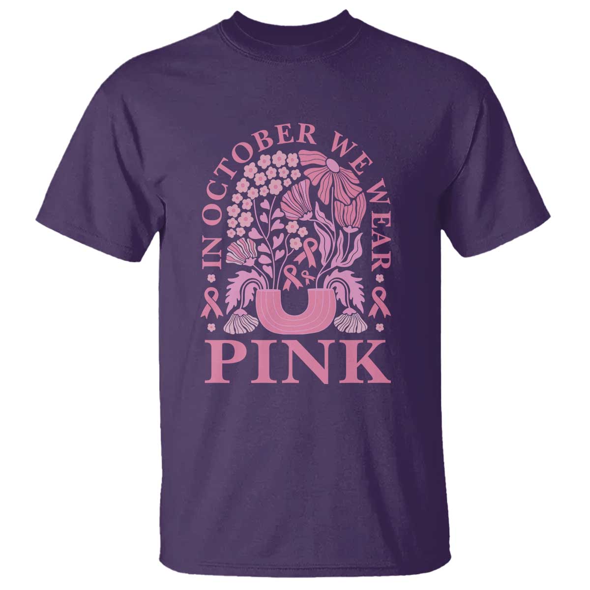 breast-cancer-awareness-month-t-shirt-boho-floral-vintage-floral-pink-ribbon