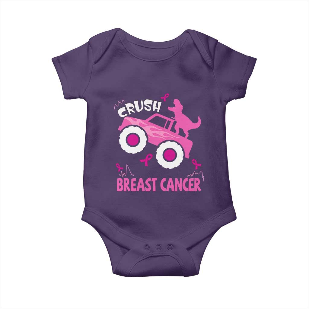 Crush Breast Cancer Support Baby Onesie Pink Ribbon Monster Truck Dinosaur
