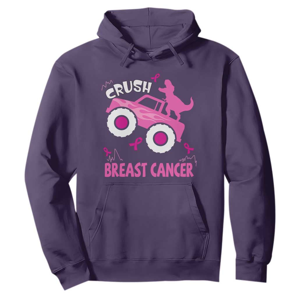 Crush Breast Cancer Support Hoodie Pink Ribbon Monster Truck Dinosaur