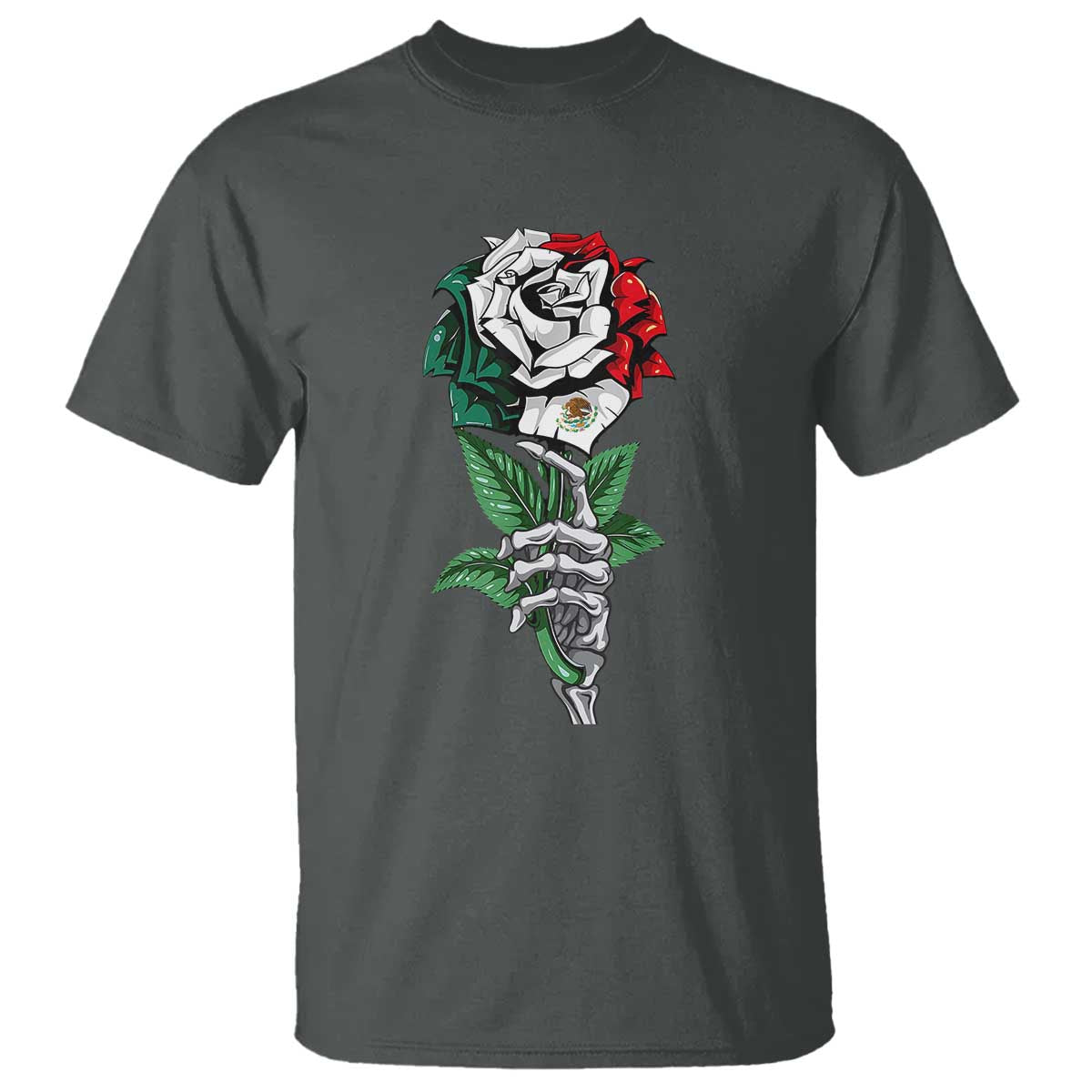 skeleton-hand-holding-mexico-flag-rose-t-shirt-dia-de-los-muertos
