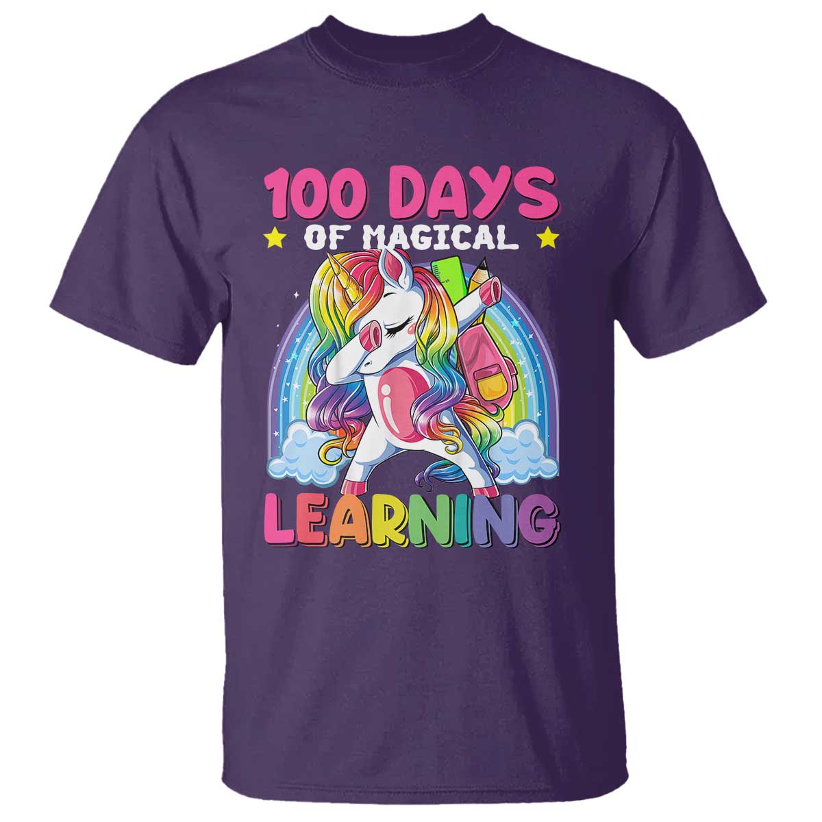 100-days-of-school-t-shirt-rainbow-dabbing-unicorn-magic-learning-girls-gift