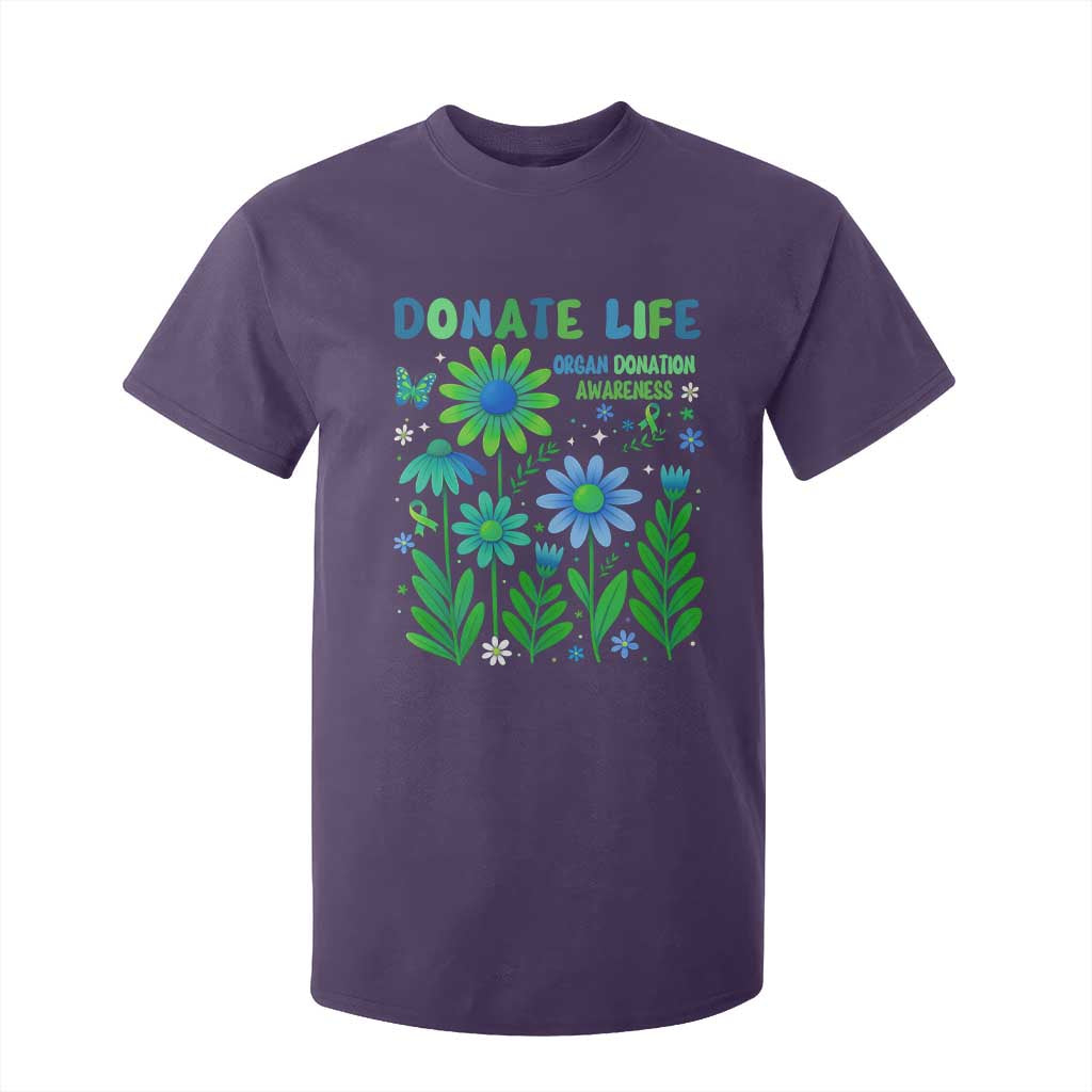 Organ Donation Support T Shirt For Kid Green Ribbon Donate Life Floral