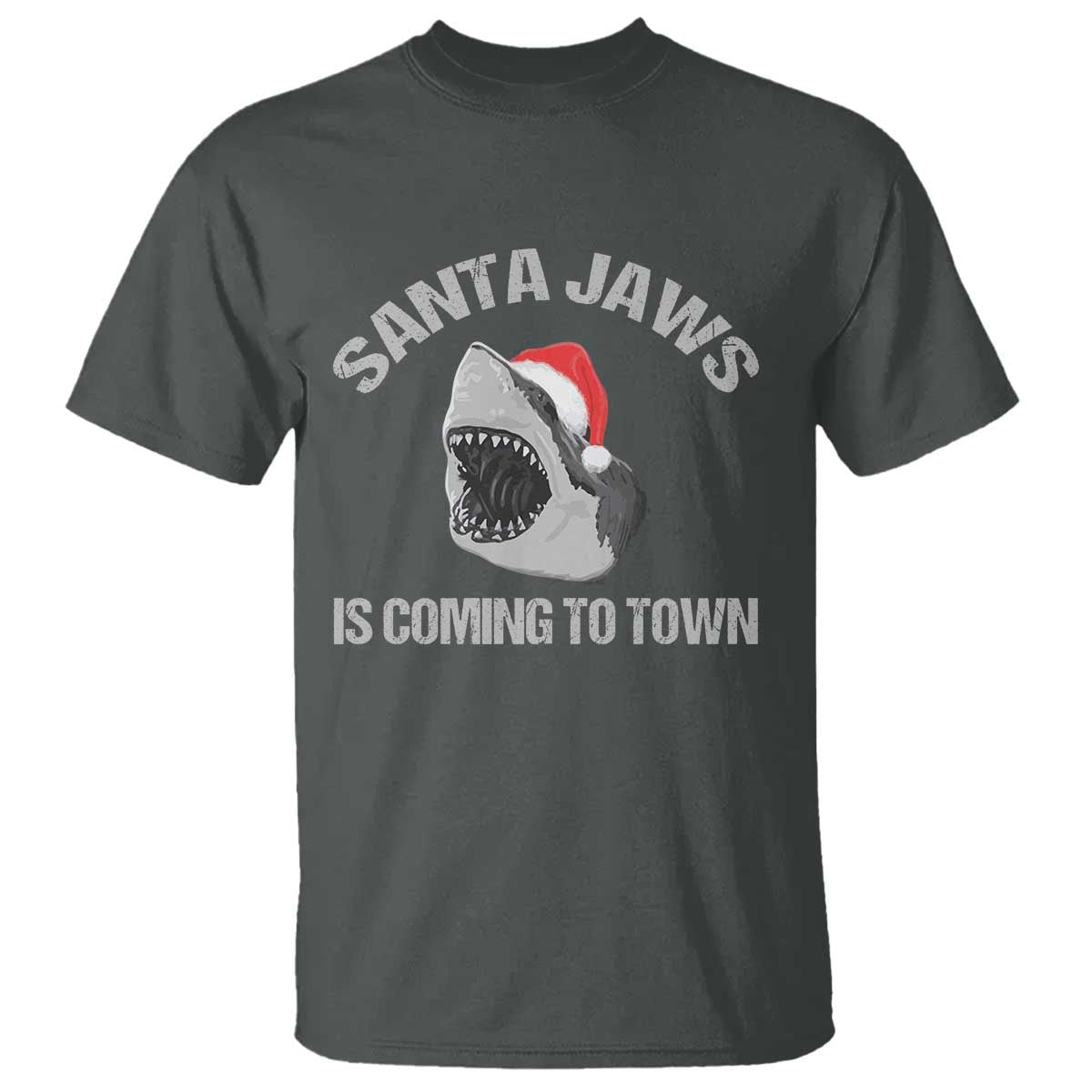 funny-shark-christmas-t-shirt-santa-jaws-is-coming-town