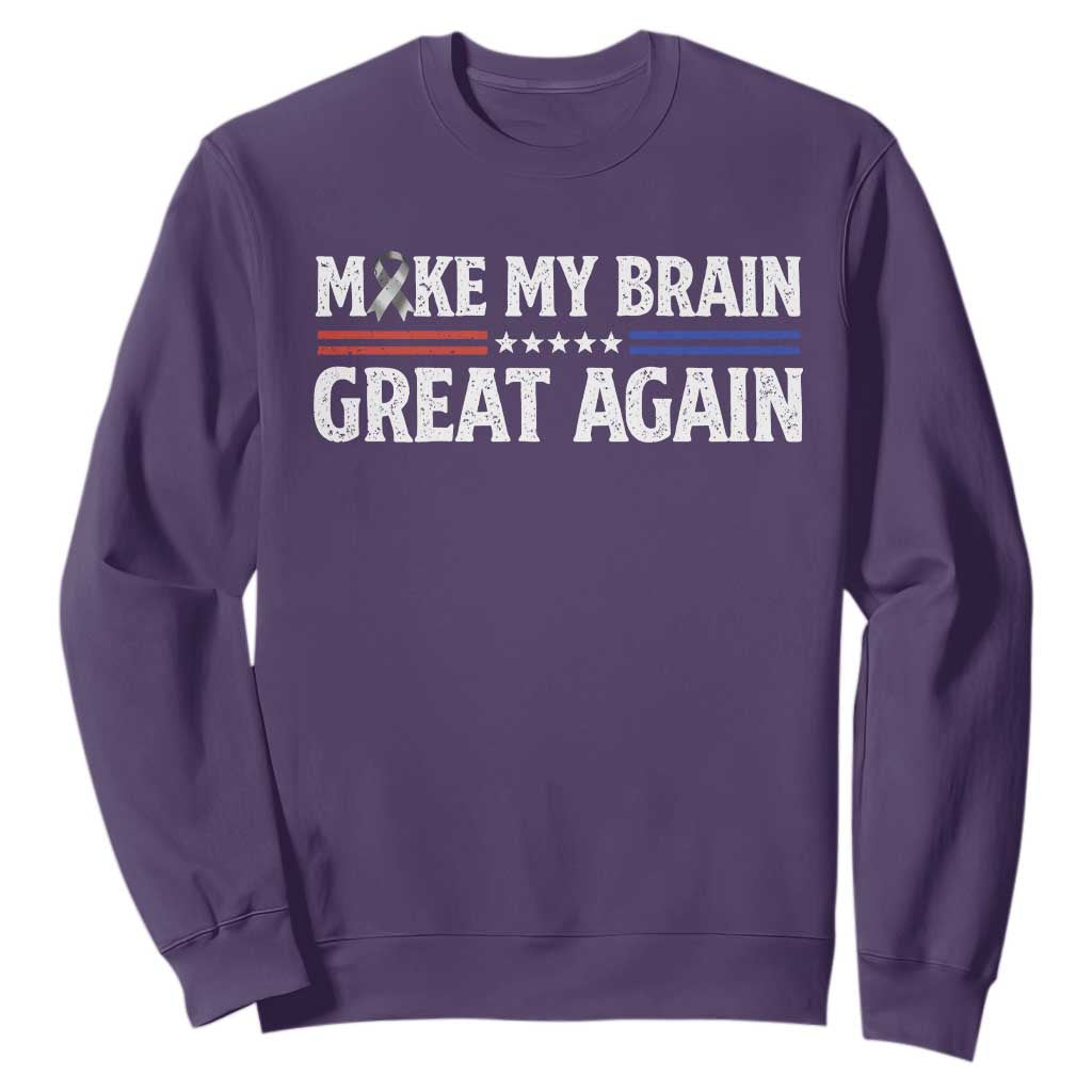 Funny Brain Surgery Recovery Sweatshirt Make My Brain Great Again Gray Ribbon