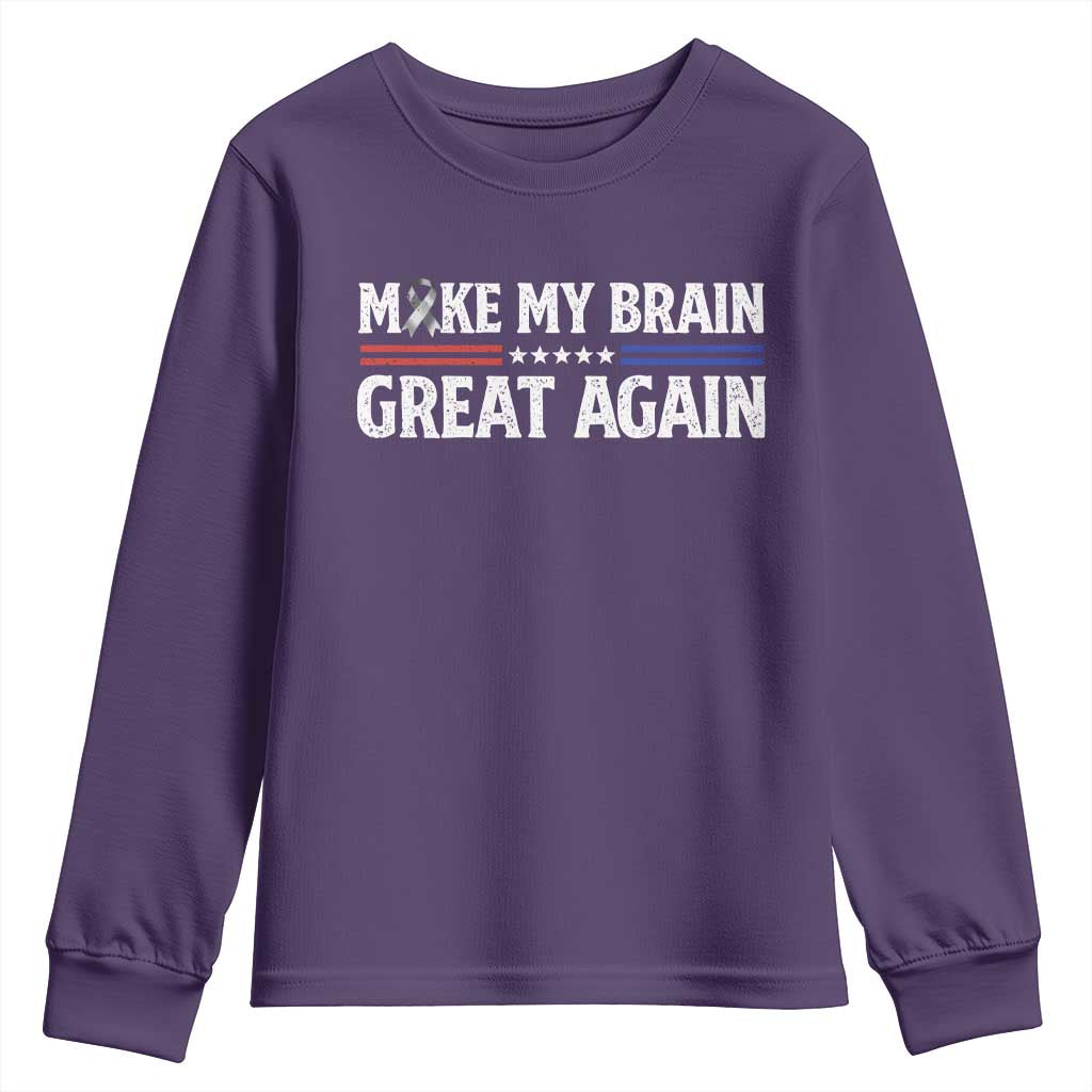 Funny Brain Surgery Recovery Youth Sweatshirt Make My Brain Great Again Gray Ribbon