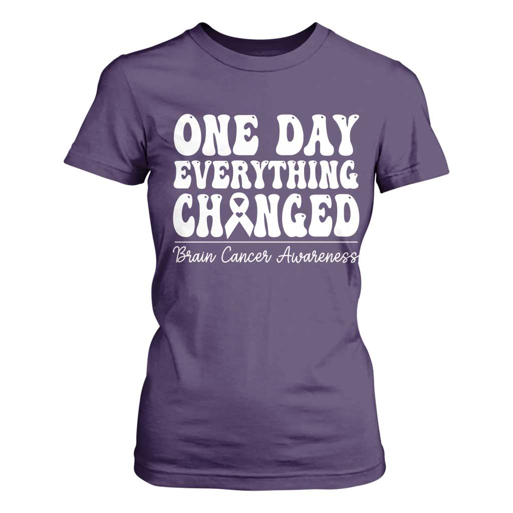 Brain Cancer Support T Shirt For Women Fight Brain Tumor Cure Groovy