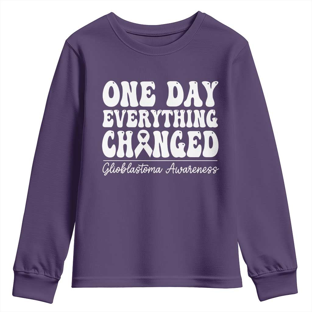 Glioblastoma Support Youth Sweatshirt Fight Brain Tumor Cure Groovy