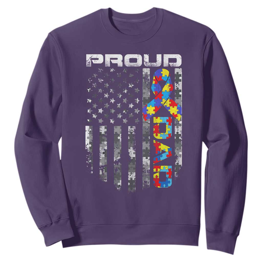 Vintage Proud Autism Dad Sweatshirt USA American Flag Father Day