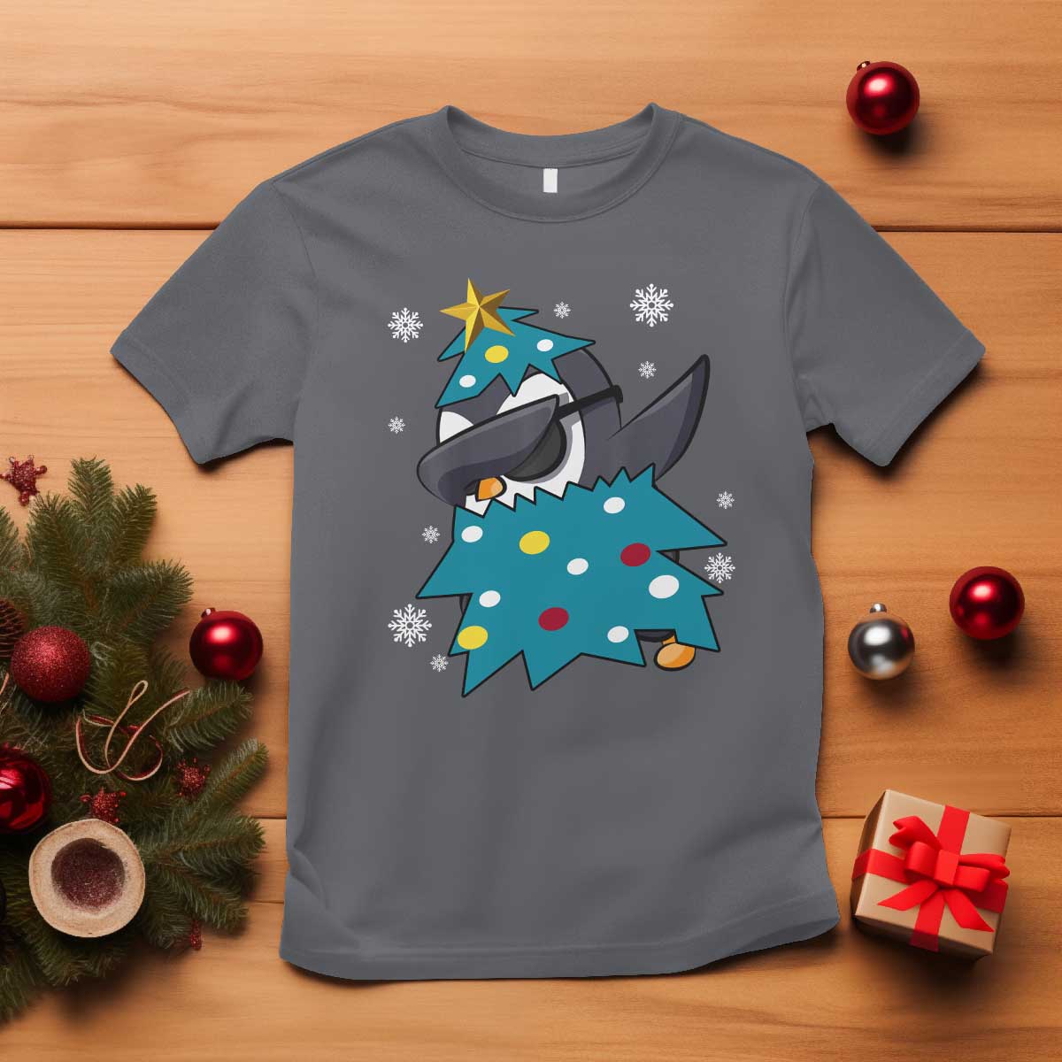 christmas-penguin-t-shirt-funny-animals-xmas-tree-lights-boys-kids