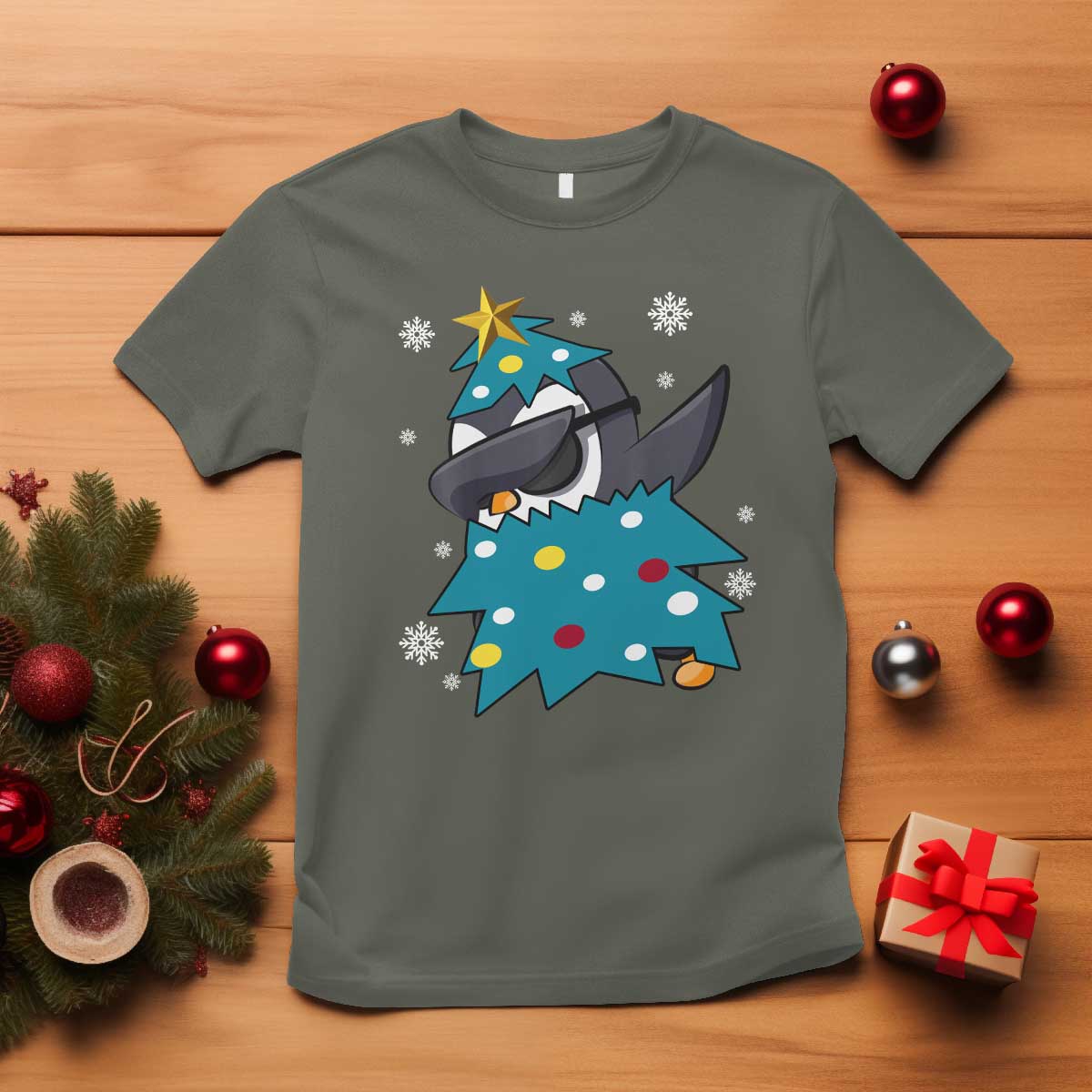 christmas-penguin-t-shirt-funny-animals-xmas-tree-lights-boys-kids