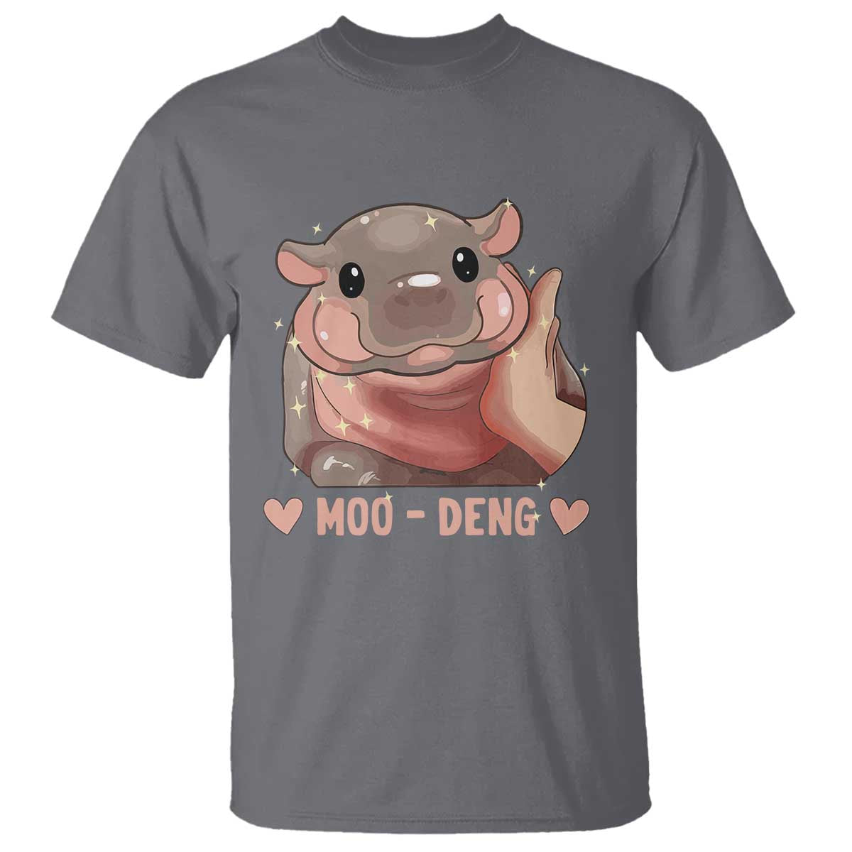 funny-moo-deng-t-shirt-baby-pygmy-hippo-cute-zoo-for-family-tee