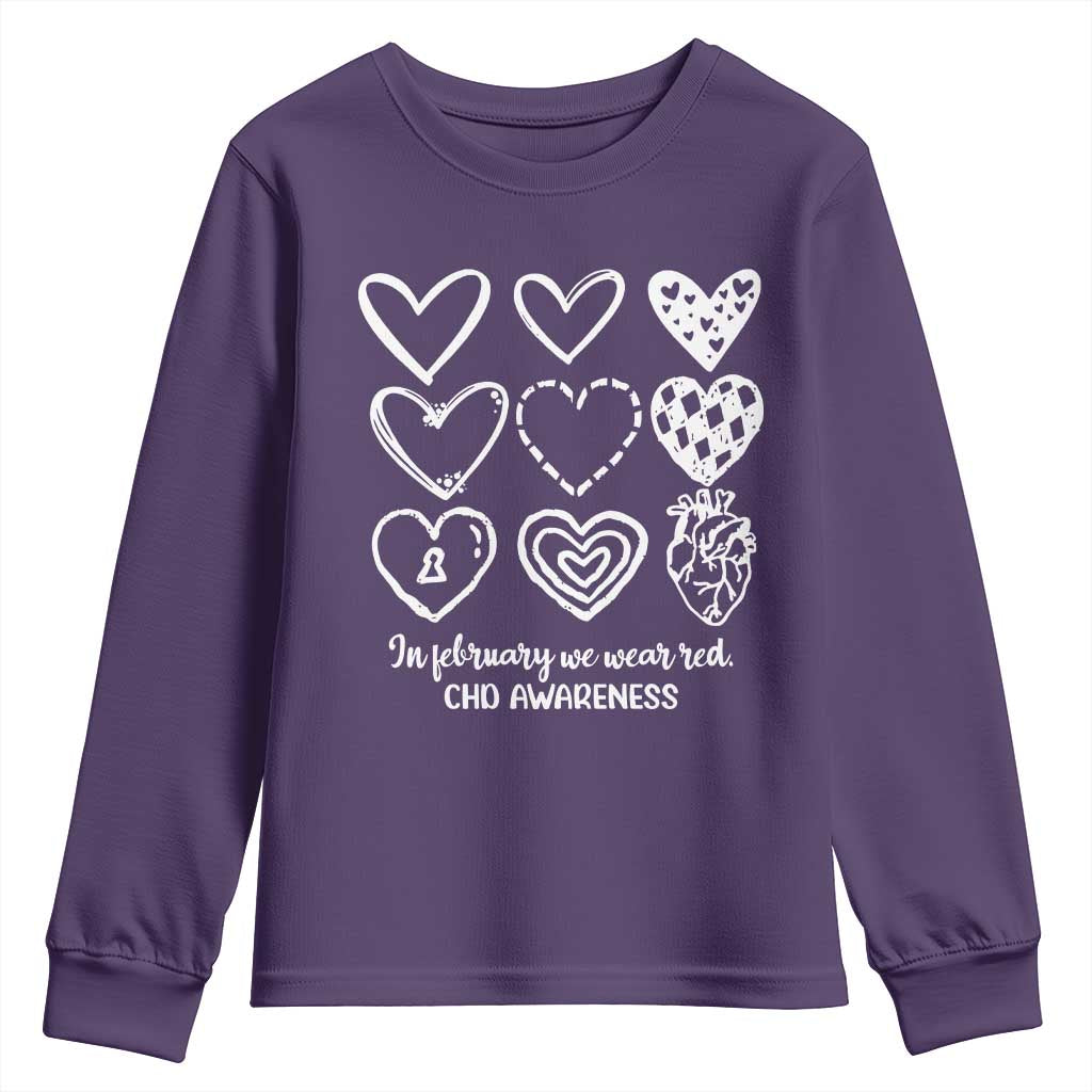 CHD Heart Disease Support Youth Sweatshirt In February We Wear Red