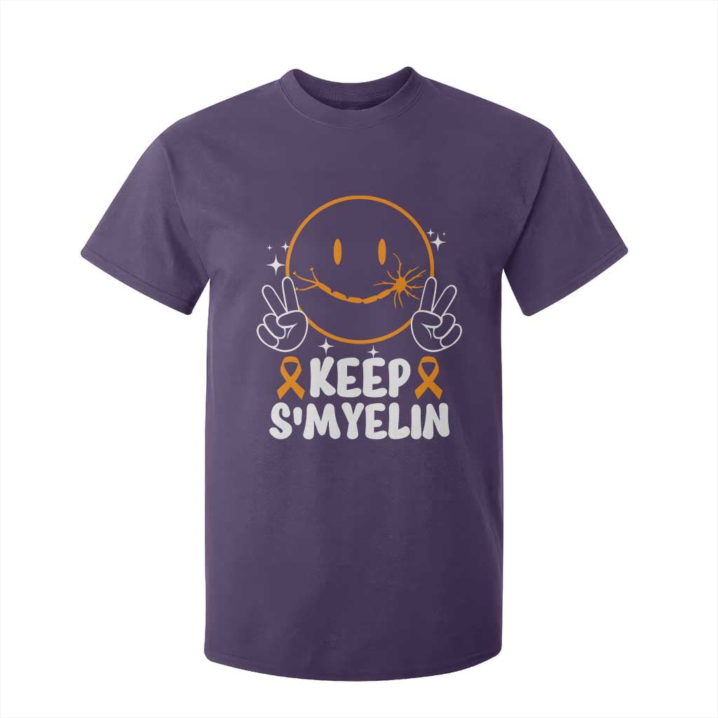Multiple Sclerosis Support T Shirt For Kid Keep Smyelin Orange Ribbon MS Fighter