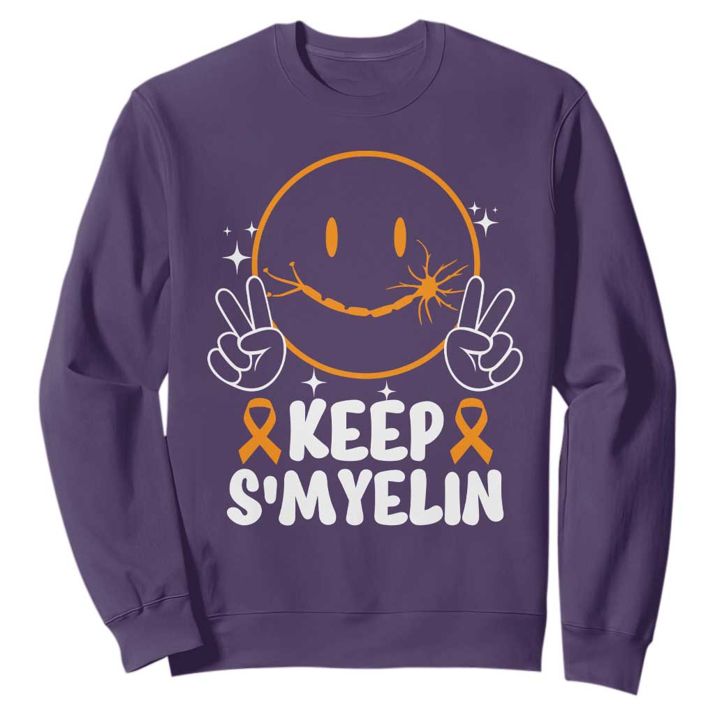 Multiple Sclerosis Support Sweatshirt Keep Smyelin Orange Ribbon MS Fighter