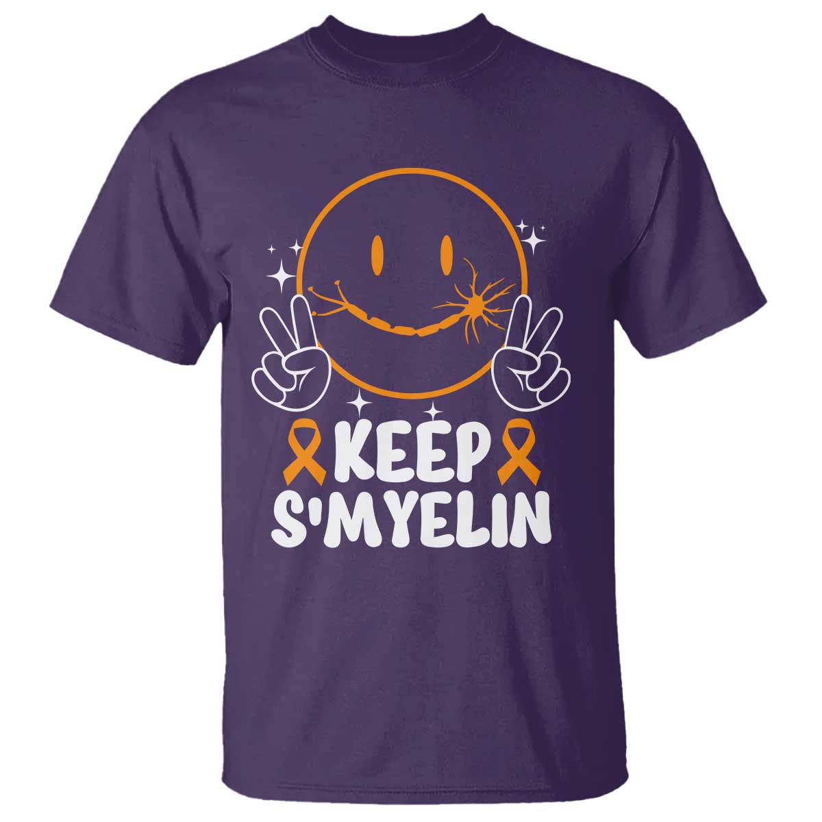 Multiple Sclerosis Support T Shirt Keep Smyelin Orange Ribbon MS Fighter
