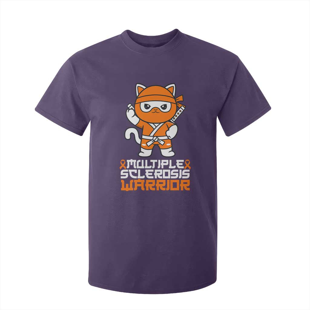 Multiple Sclerosis Warrior T Shirt For Kid Orange Ribbon MS Ninja