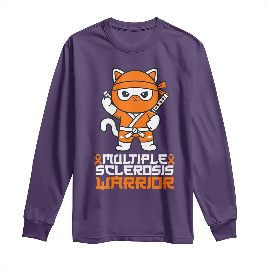 Multiple Sclerosis Warrior Long Sleeve Shirt Orange Ribbon MS Ninja
