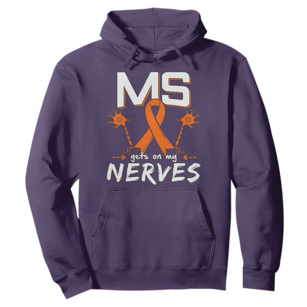 MS Gets On My Nerves Multiple Sclerosis Support Hoodie Orange Ribbon