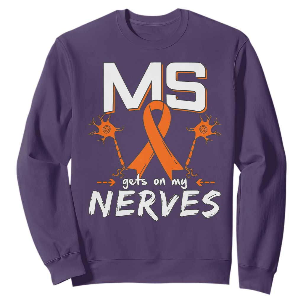 MS Gets On My Nerves Multiple Sclerosis Support Sweatshirt Orange Ribbon