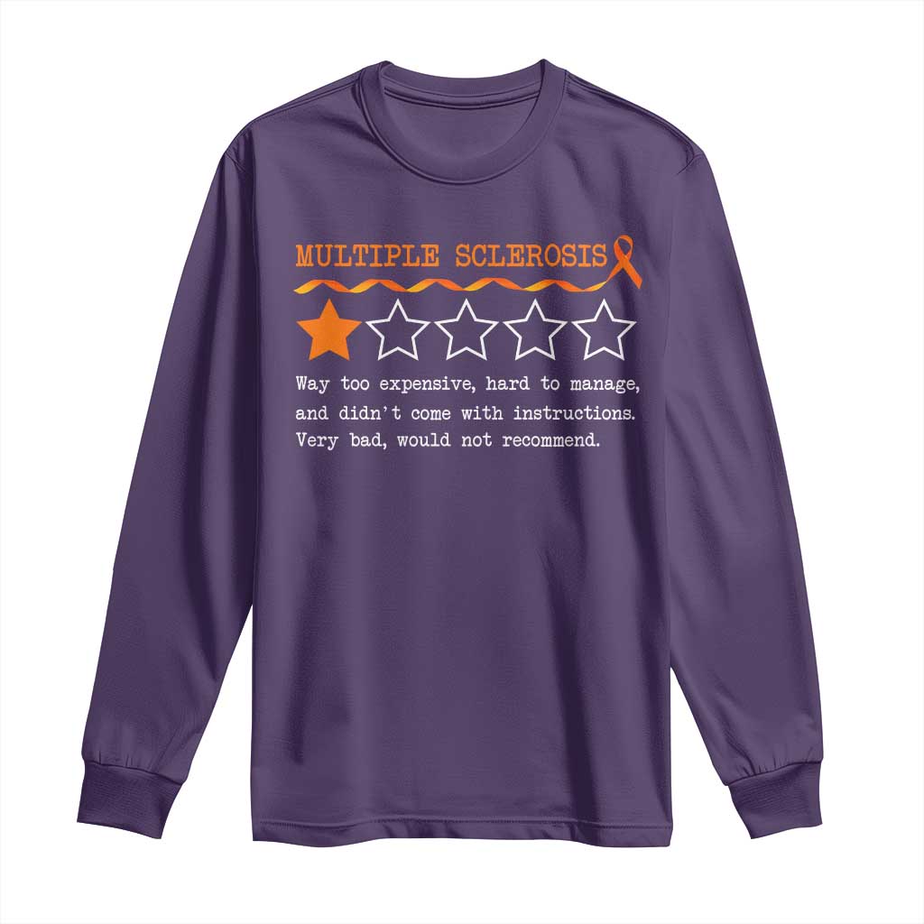 Multiple Sclerosis Support Long Sleeve Shirt Orange Ribbon MS Review Very Bad Would Not Recommend