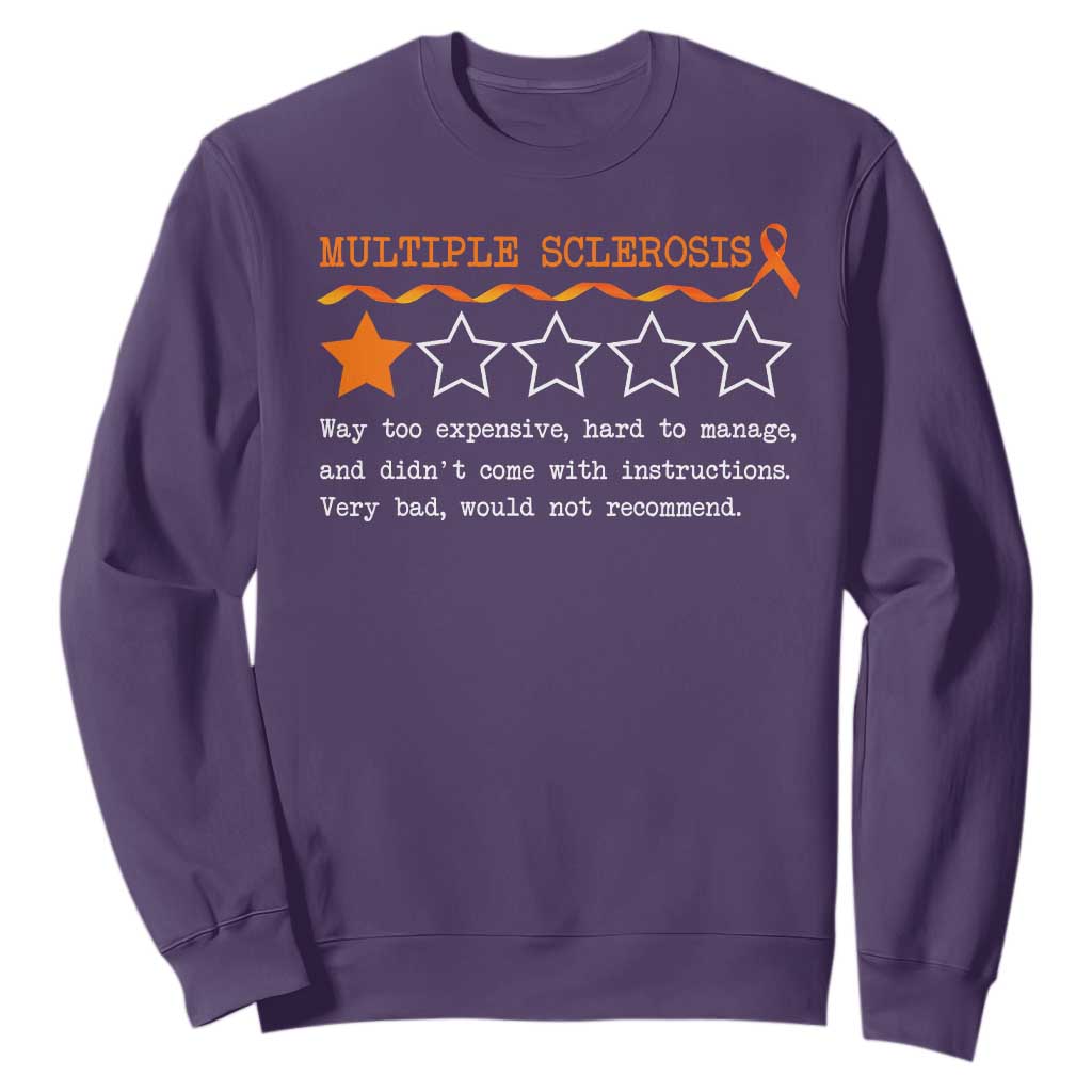 Multiple Sclerosis Support Sweatshirt Orange Ribbon MS Review Very Bad Would Not Recommend