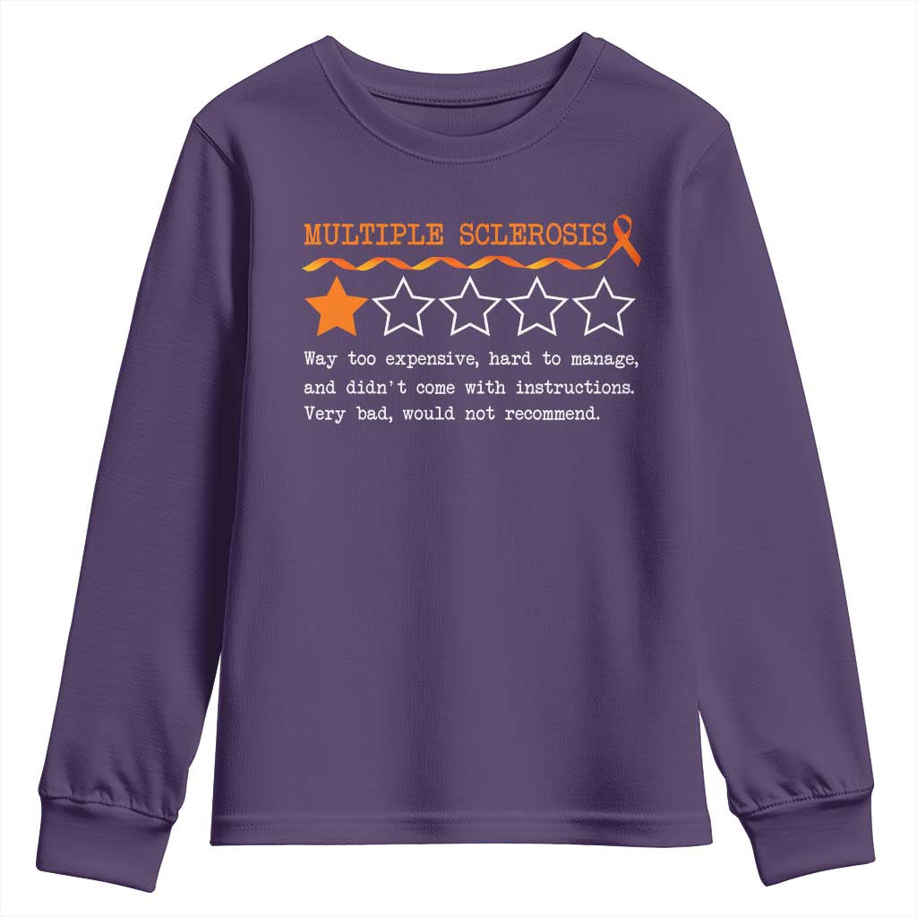 Multiple Sclerosis Support Youth Sweatshirt Orange Ribbon MS Review Very Bad Would Not Recommend