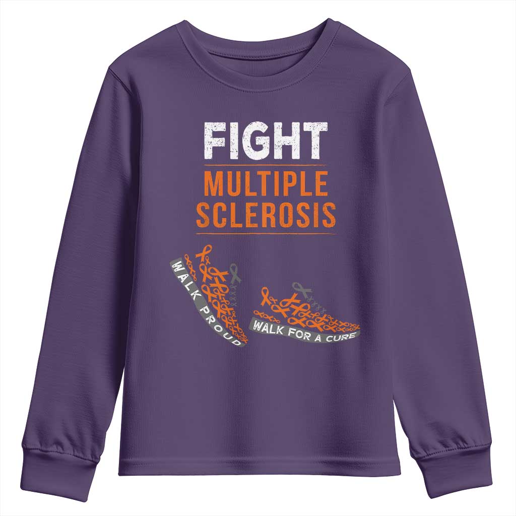Fight MS Youth Sweatshirt Orange Ribbon Multiple Sclerosis Support