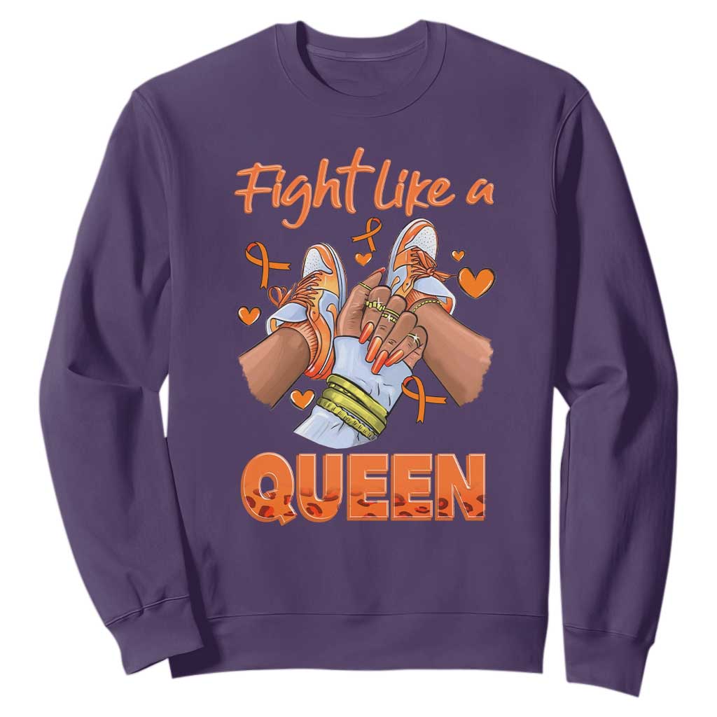 Multiple Sclerosis Support Sweatshirt Orange Ribbon Fight MS Like A Queen