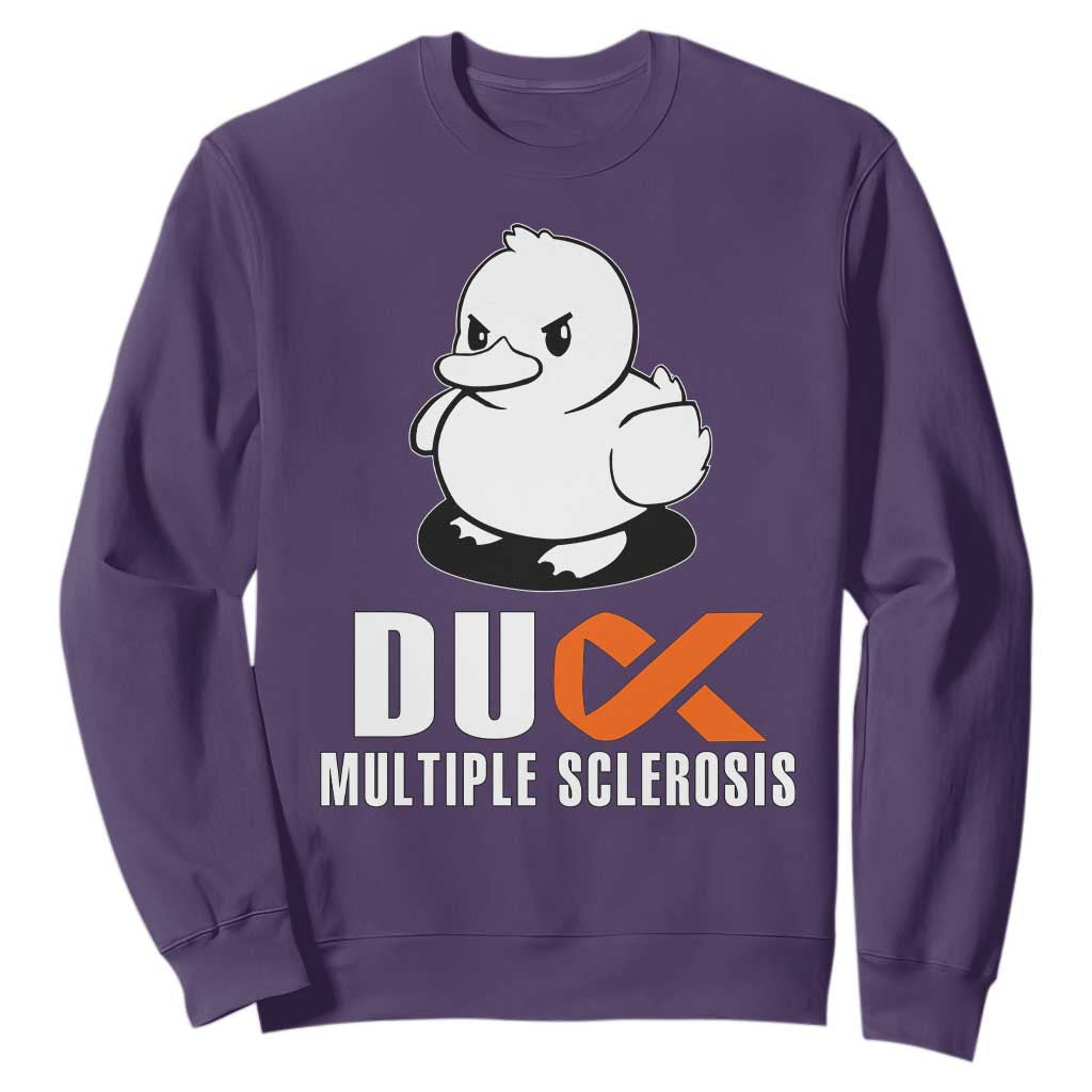 Duck Multiple Sclerosis Support Squad Sweatshirt Orange Ribbon MS Fighter