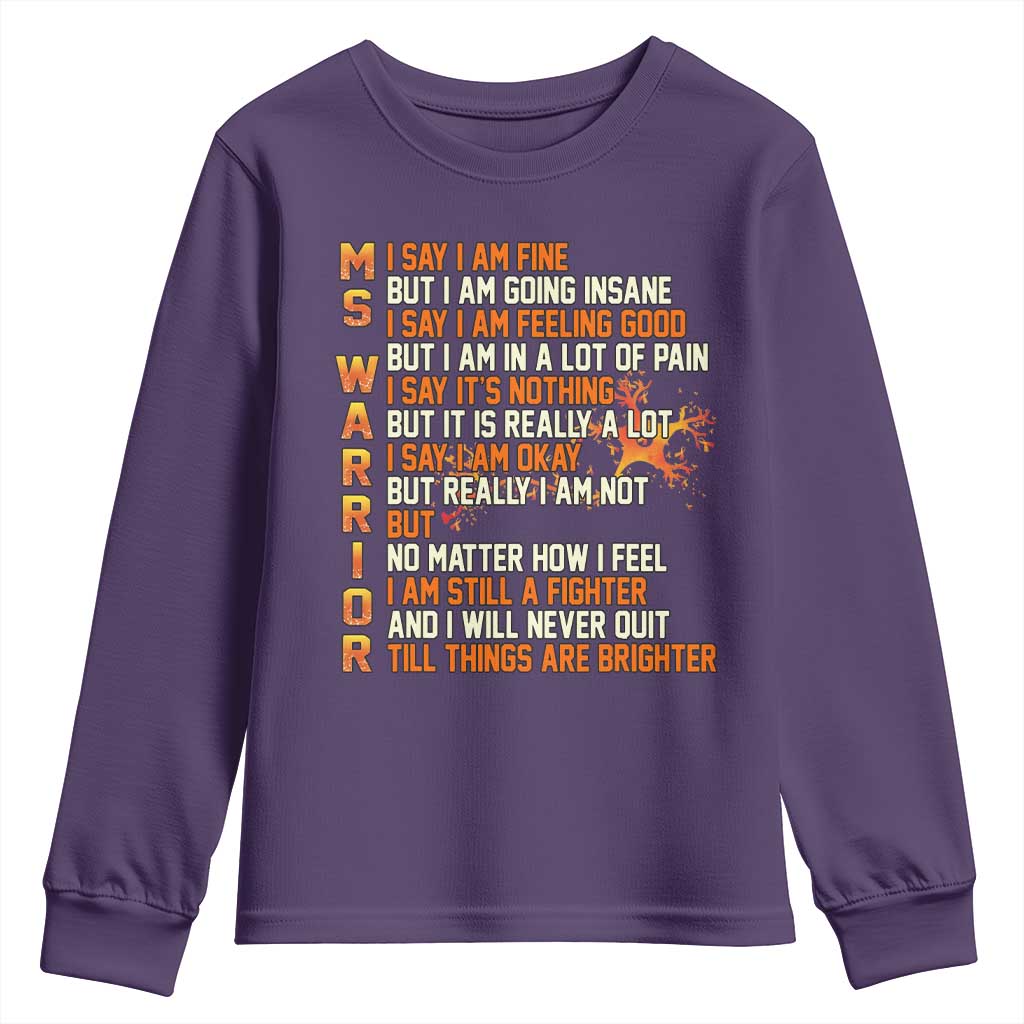 Multiple Sclerosis Support Youth Sweatshirt Fight MS Orange Ribbon