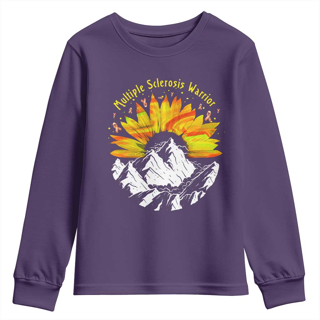 MS Warrior Youth Sweatshirt Orange Ribbon Sunflower Multiple Sclerosis Support