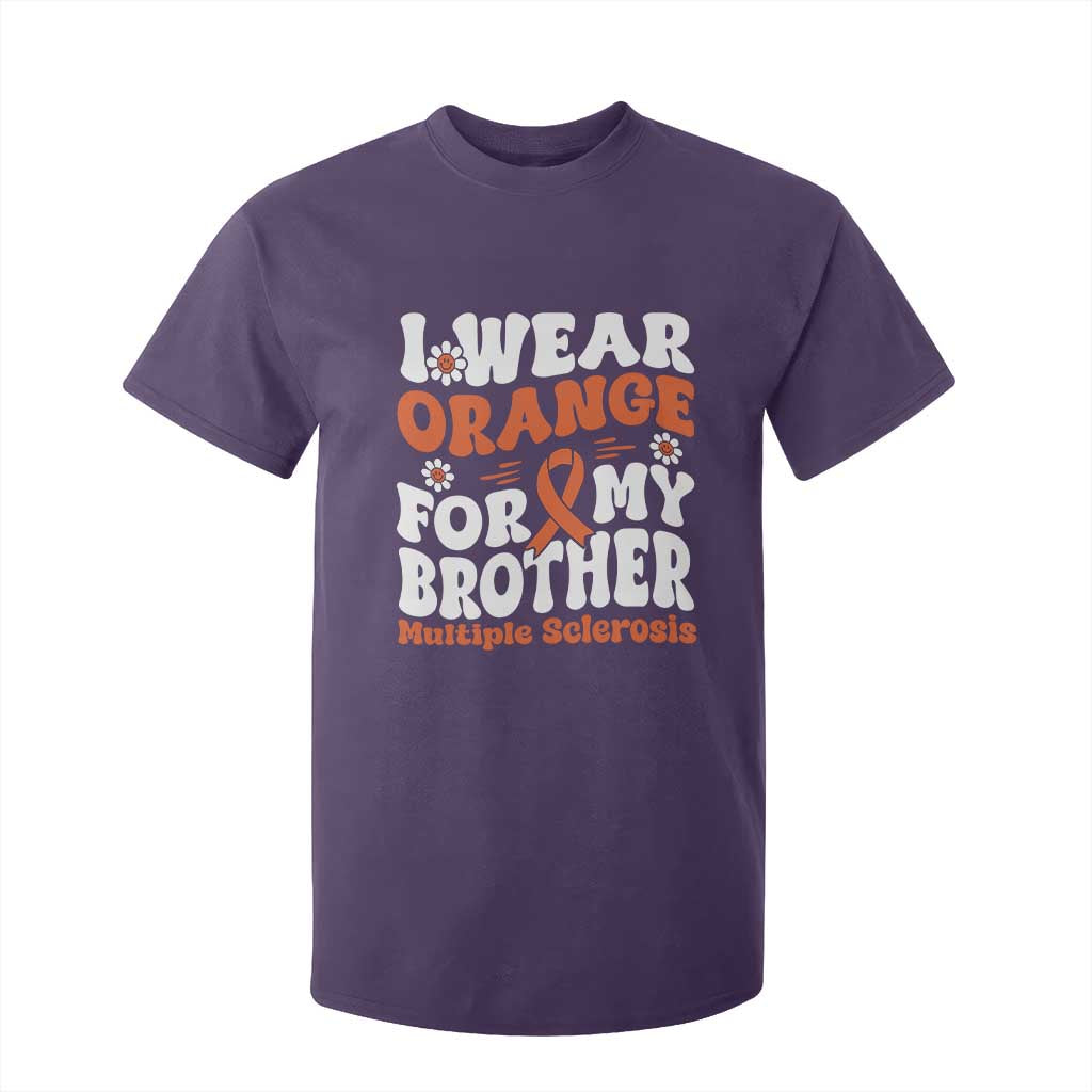 Multiple Sclerosis Support T Shirt For Kid Orange Ribbon I Wear Orange For My Brother Fight MS