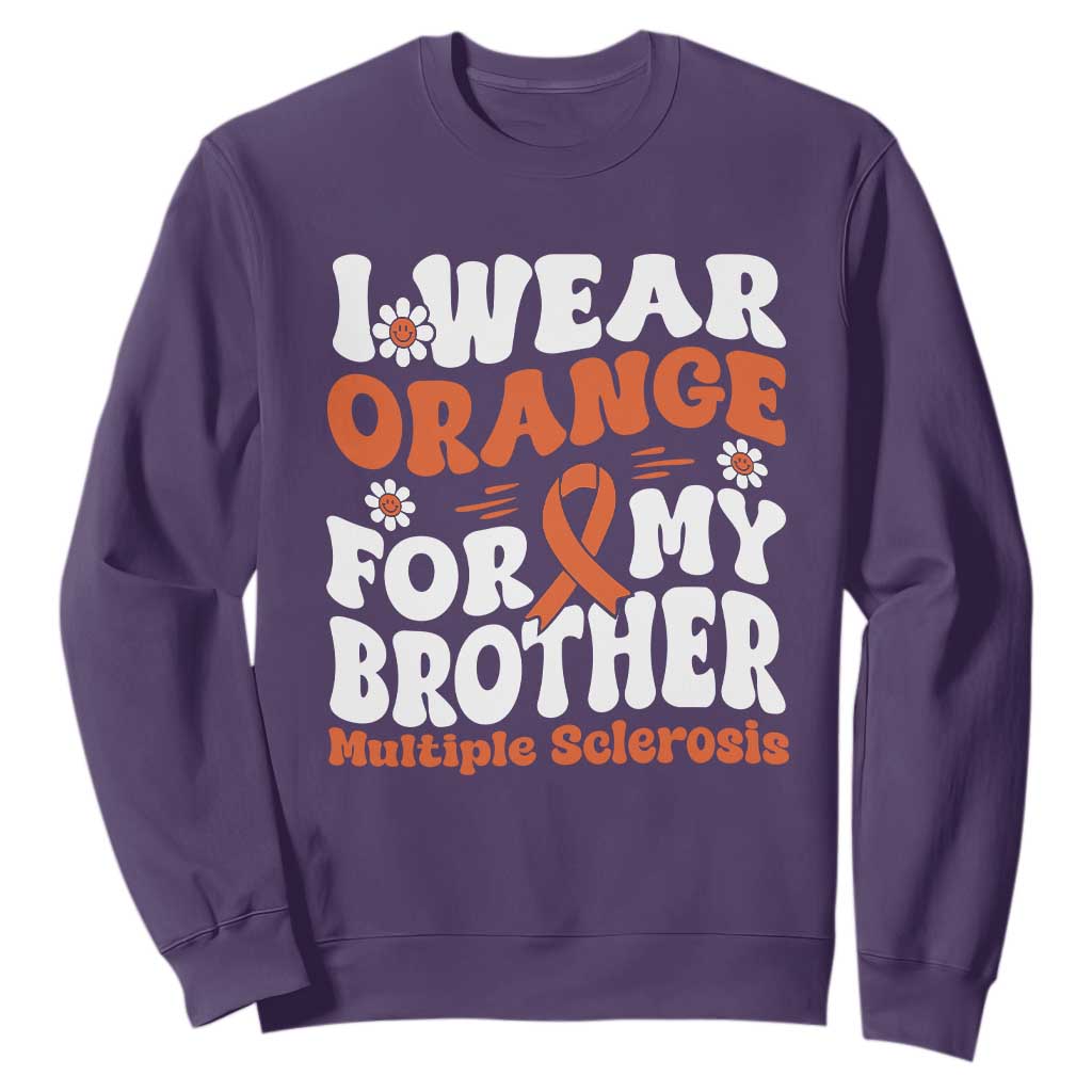 Multiple Sclerosis Support Sweatshirt Orange Ribbon I Wear Orange For My Brother Fight MS